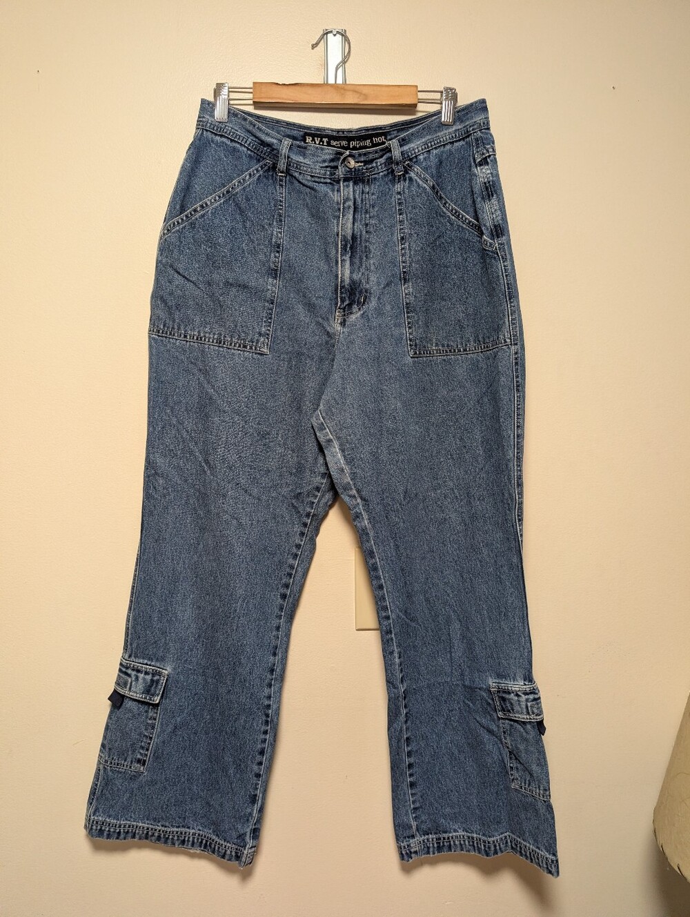 R.V.T Serve Piping Hot Vintage Y2K Cargo Jeans Women’s 18 Wide Leg
